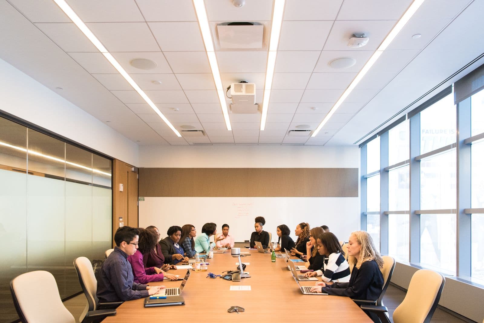 Executives meeting in a corporate boardroom