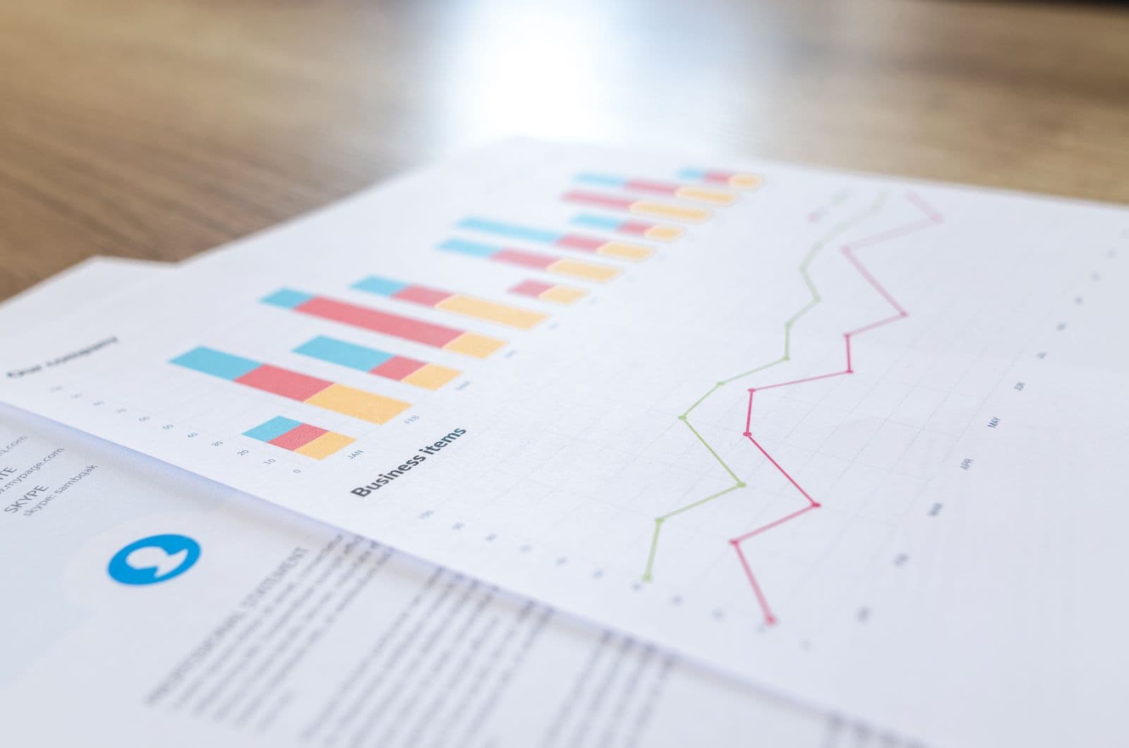 Printed business growth charts